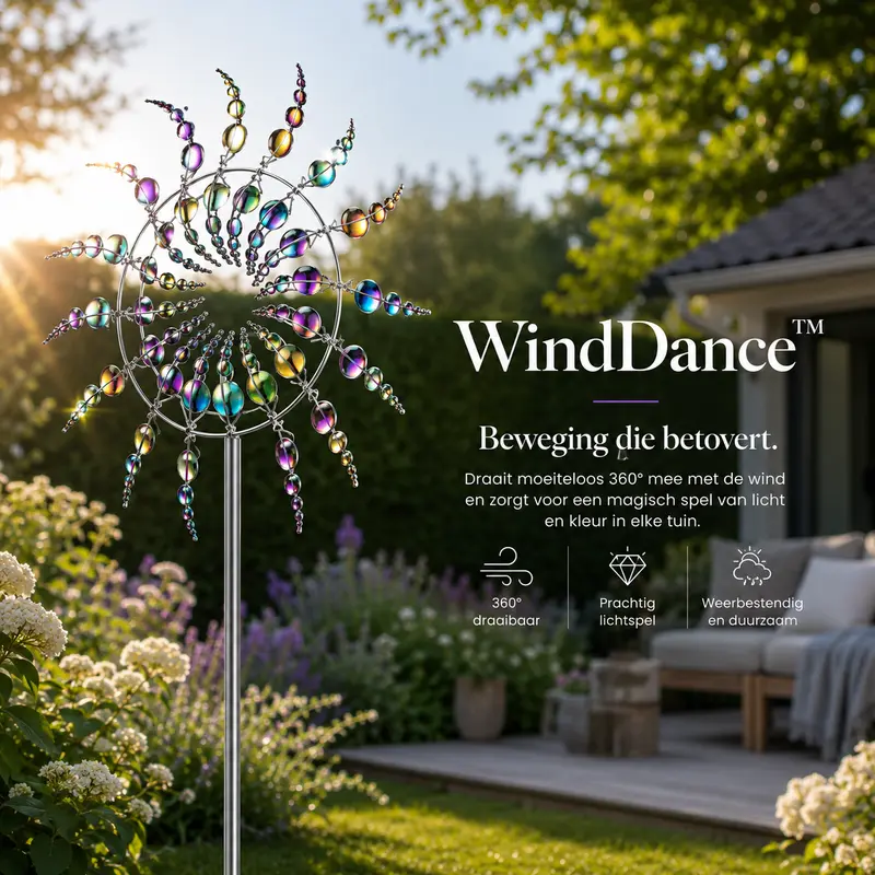 WindDance™ Kinetische Tuinwindmolen — Metaal, Dubbellaags, Windaangedreven