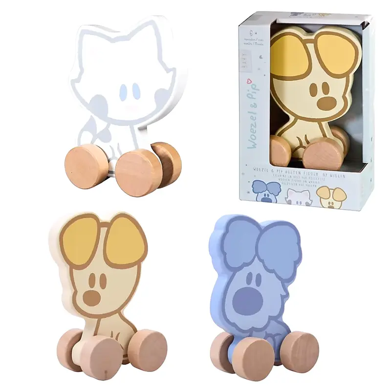Woezel en Pip Houten trekfiguur 18cm