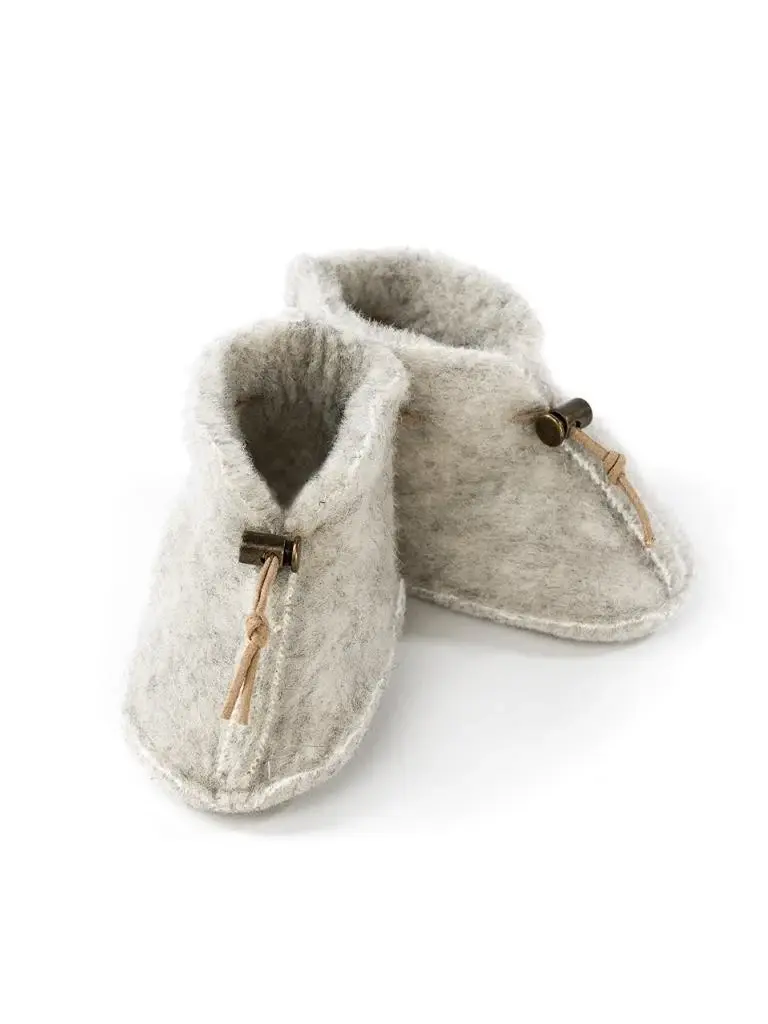 Wollen Baby Slofjes - Emo - Natuurlijke wol - Alwero