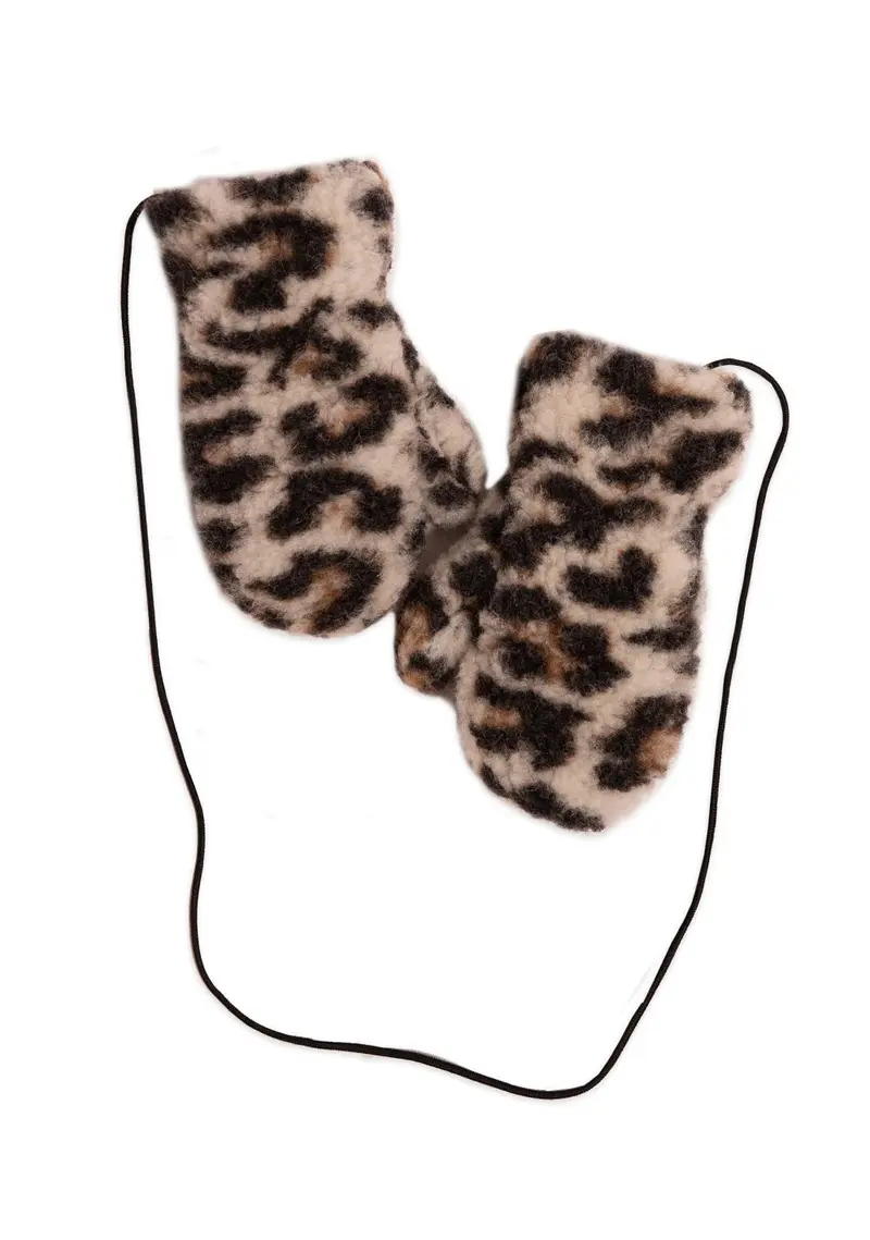 Wollen kinderwanten met koord - Gully Junior Leopard – 100% wol – Alwero