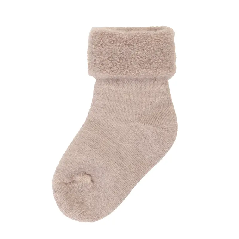 Wollen sokken met omslag - Beige Melange