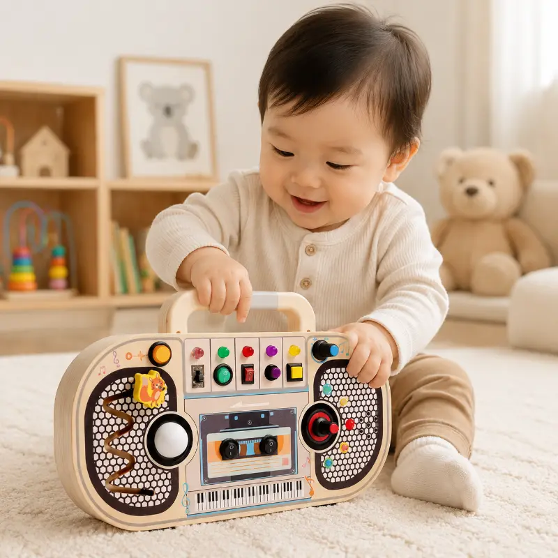 Wooden Busy Board – Motor Skills & Interactive – Music Activity Board