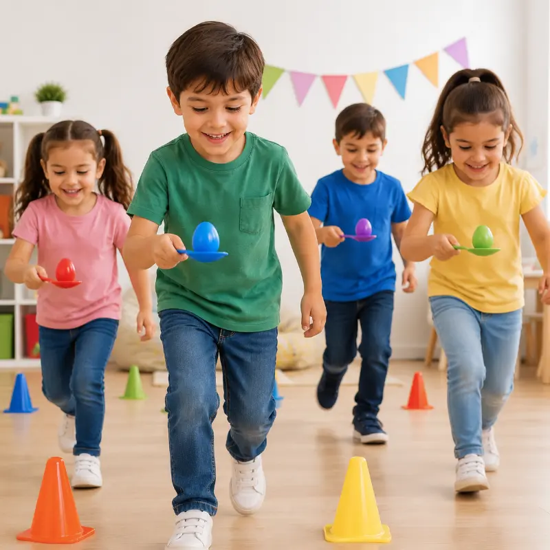 Wooden Egg Spoon Game – Motor Skills & Learning – Egg Race Balance Game
