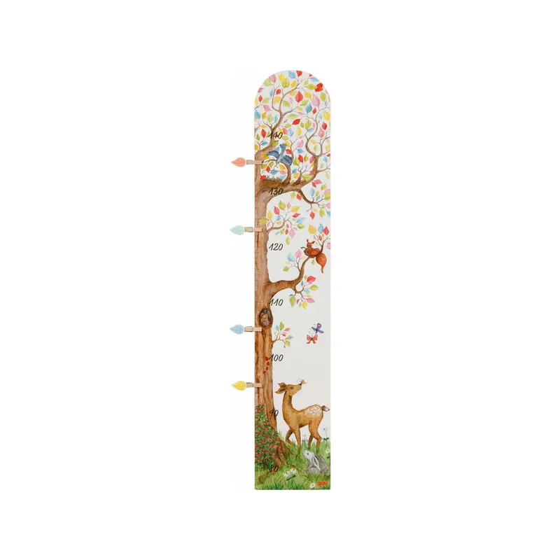 Wooden Height Chart Tree with Forest Animals