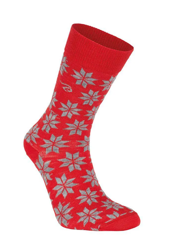 Wool Sock Snowflake (90 % merinowol) Chilli Red – Ivanhoe of Sweden