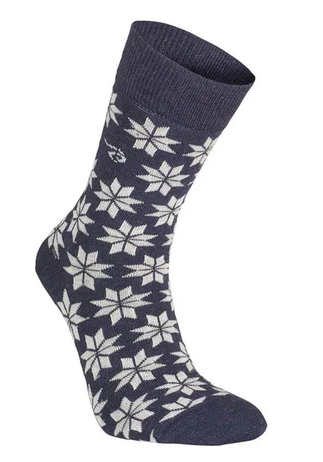 Wool Sock Snowflake (90 % merinowol) Light Navy – Ivanhoe of Sweden