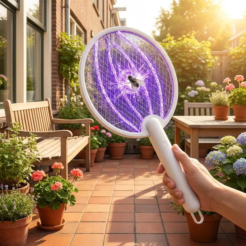 ZapGuard™ 2-in-1 Elektrische Vliegenmepper — 3000V, UV-Lamp, Opvouwbaar, USB